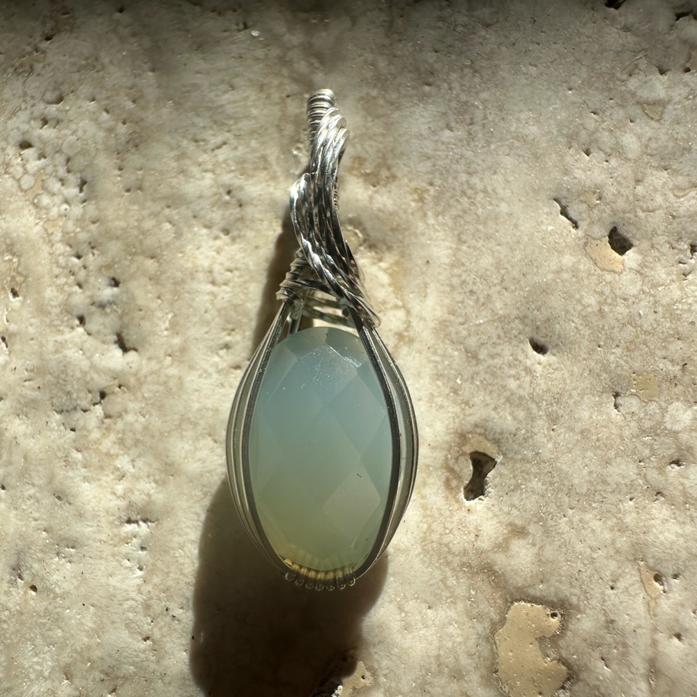 Sterling Silver Aqua Chalcedony Necklace Pendant